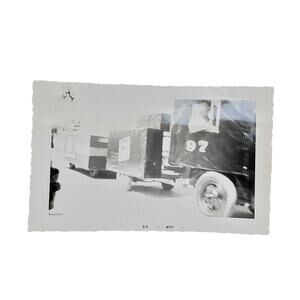 Vtg Military Vehicle with Trailer Original Monochrome Photography Snapshot
